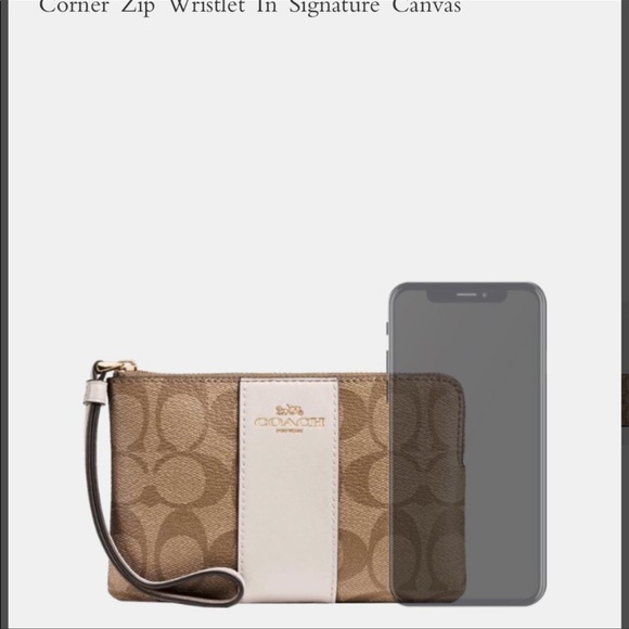 Corner Zip Wristlet In Signature Canvas KHAKICHALK - Picture 16 of 16